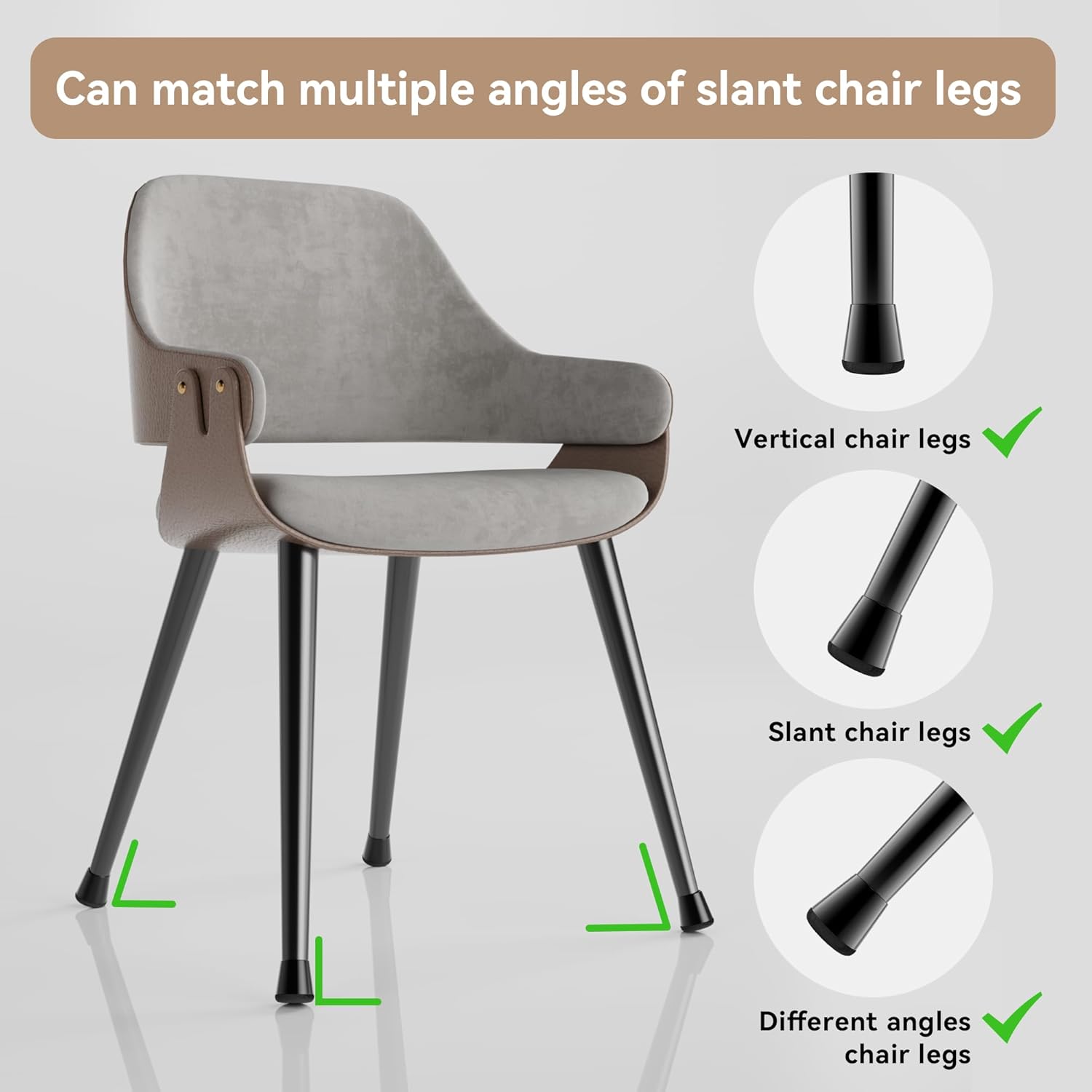 24PCS Upgraded Silicone Chair Leg Floor Protectors for Hardwood Floors, Furniture Sliders for Chair Legs, 360°Felt Pad Bottom Wrapped Thickening Furniture Pads Cap Covers to Scratch and Reduce Noise