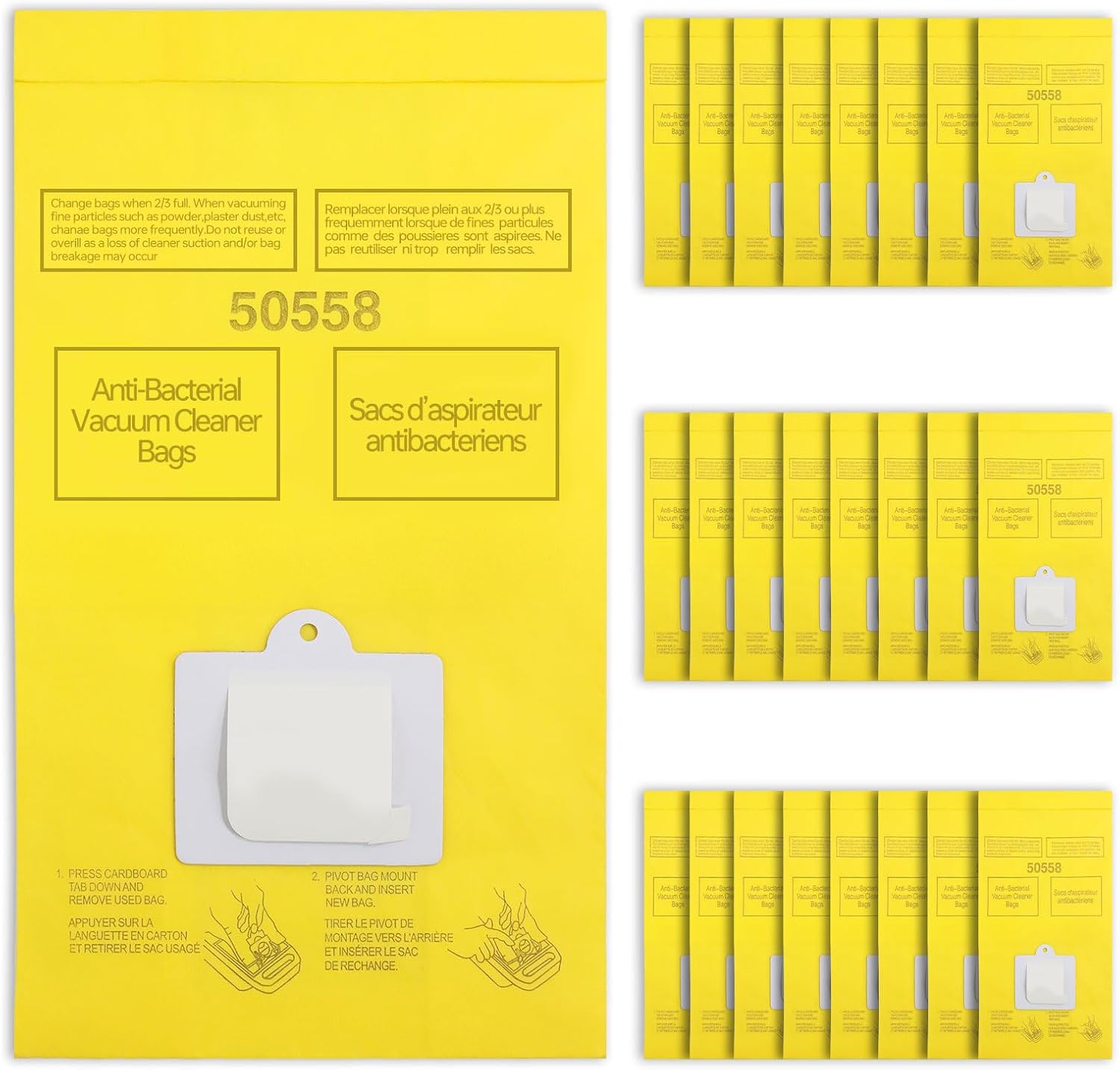 25 Pack Replacement Vacuum Bags - Compatible with Kenmore Canister Type C/Q 5055, 50555, 50557, 50558, and Panasonic Type C-5 C-18 - Premium Canister Vacuum Bags (25PCS)