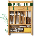 KozyKoala & Co. Bamboo Drawer Organizer with Sliding Lid - 5 Slot Kitchen Drawer Organizer & Utensil Holder - Wood Bamboo Cutlery Tray for Flatware, Gadgets & Multipurpose Storage for Home & Office