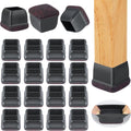 16 Pcs Chair Leg Floor Protectors Square, Silicone Chair Leg Protectors for Hardwood Floors, Chair Leg Caps Covers Protect Wooden Floors from Scratching, Thick, Won't Tear (Fit: 1-1/10" - 1-3/10")