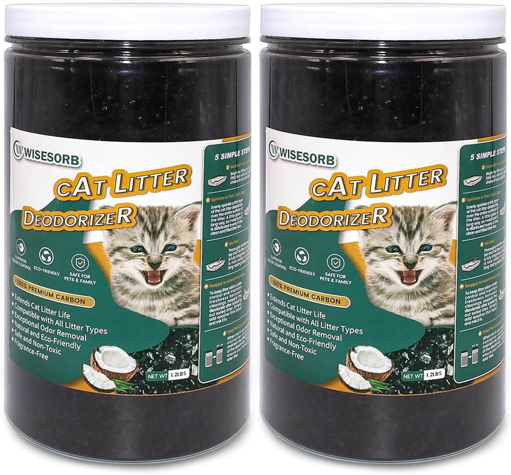 Cat Litter Deodorizer 2.4Lb Activated Carbon Litter Box Odor Eliminator Absorber Unscented Cat Litter Odor Control Room Deodorizer Solution for Homes with Pets