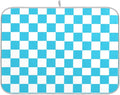 Turquoise Chessboard Dish Drying Mat for Kitchen Countertop 18x24 Teal Plaid Checkered Rectangle Large Drying Mat Reusable Quick Dry Dish Sink Absorbent Mats Easy Clean Decorative Home Essentials