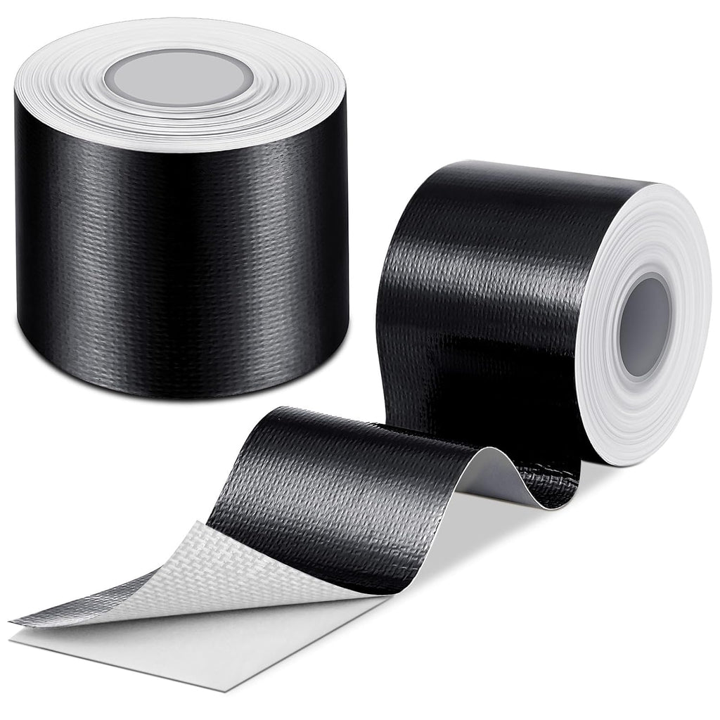 Zonon 2 Rolls Aluminum Foil Tape Heat Shield Tape Barrier Adhesive Reflective Fiberglass Thermal Insulation Reflective Material High Temp Protection(Black,2 Inch X 32.8 ft)
