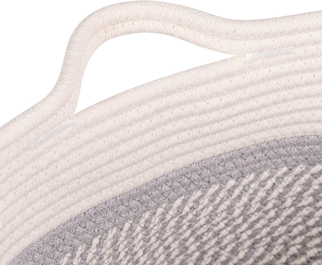 Medium and Large Woven Basket//With Handle, Used for Toys and Fabric Storage Basket used for Storing xl Storage Box, Decorative Storage Box Room 2pack (14L*10W*8.6H White/Gray, 14Lx10Wx8.6H)