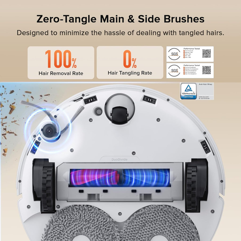 roborock Qrevo Curv S5X Robot Vacuum and Mop, 17000Pa Suction, Zero-Tangling Design, FlexiArm Side Brush, AI Obstacle Avoidance, 10 Weeks Self-Emptying, Auto Washing for Hard Floor, Corner, Pet Hair