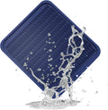 ZLR Silicone Dish Drying Mat for Kitchen Counter, Eco-Friendly Fast Dry Dish Mat, Easy Clean Multi Usage Drying Matt, Heat Resistant Trivet, 16" x 18" XL, Midnight Blue