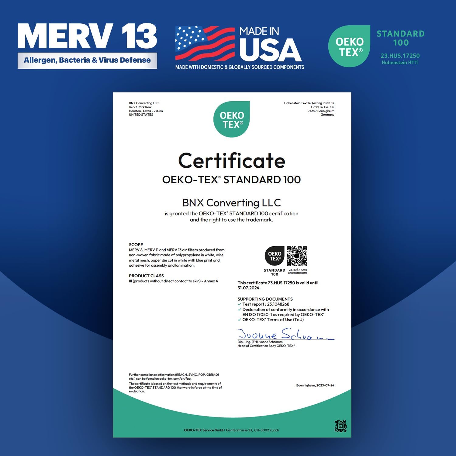 BNX TruFilter 20x22x1 Air Filter MERV 13 (6-Pack) - MADE IN USA - Electrostatic Pleated Air Conditioner HVAC AC Furnace Filters for Allergies, Pollen, Mold, Bacteria, Smoke, Allergen, MPR 1900 FPR 10