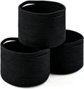 Small Black Baskets for Organizing, Storage Baskets for Shelves, Small Woven Basket for Storage, Cute Basket for Gifts, Mini Cotton Rope Baskets, 9.7"×9.7"×7" (3 Packs) Black
