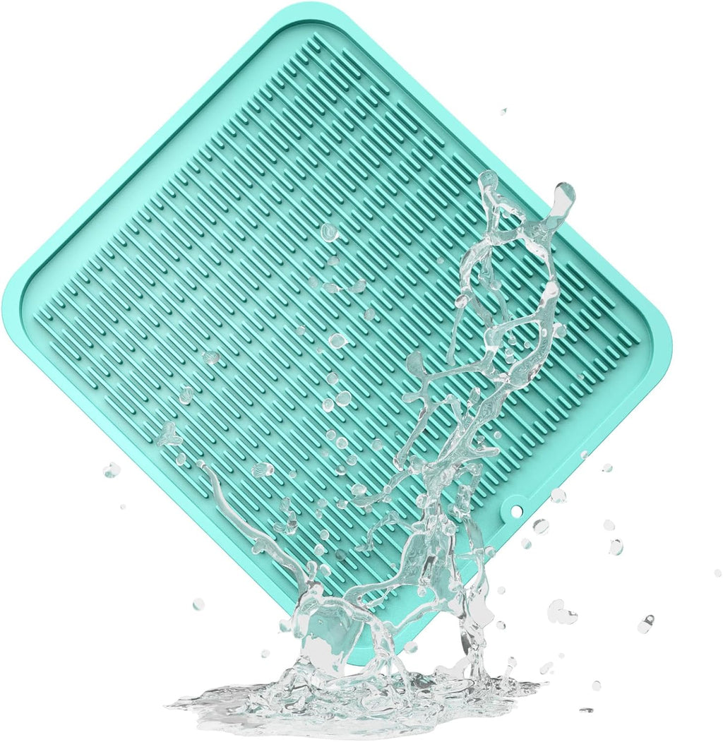 ZLR Silicone Dish Drying Mat for Kitchen Counter, Eco-Friendly Fast Dry Dish Mat, Easy Clean Multi Usage Drying Matt, Heat Resistant Trivet, 16" x 18" XL, Mint Green