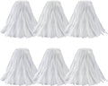 Matthew Cleaning Looped-Open Disposable Industrial Wet Mop Head 1.25'' Universal Headband Non-Woven Commercial Replacement for Indoor & Outdoor Use, Floor Cleaning String Mop Refill 6 Pack
