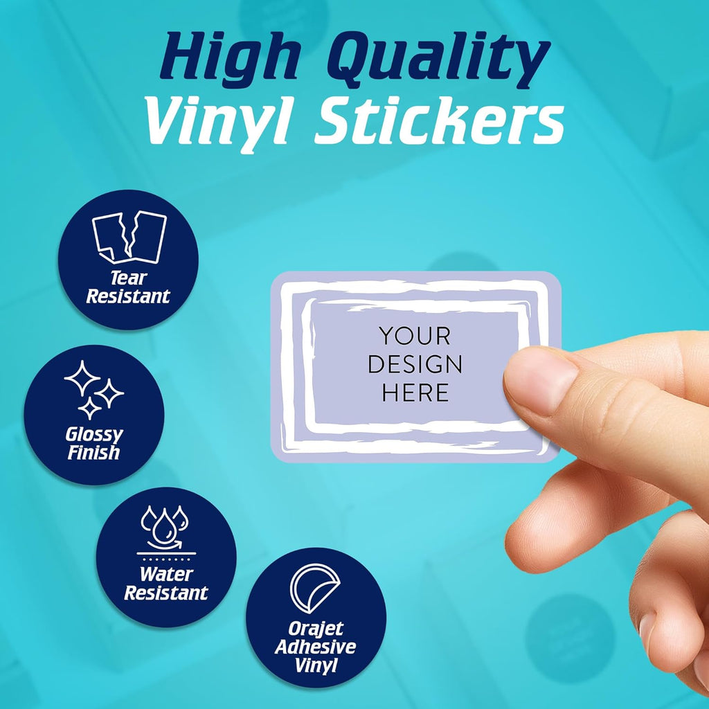 100 Custom Vinyl Stickers - Upload Your own Image, Text, Design, Logo - Personalized Logo Labels for Handmade, Packaging, Bottle, Jars, Candle, Brand Stickers (Lavender Swirls, 4x2)