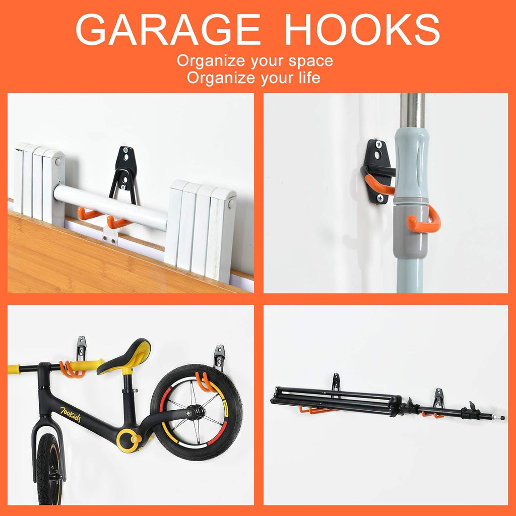 AOBEN Garage Hooks Heavy Duty, Steel Garage Storage Hooks, Utility Tool Hangers and Combinable Wall Mount for Organizing Ladders, Bikes, Hoses, and More Equipment (Small J, 10 Pack)