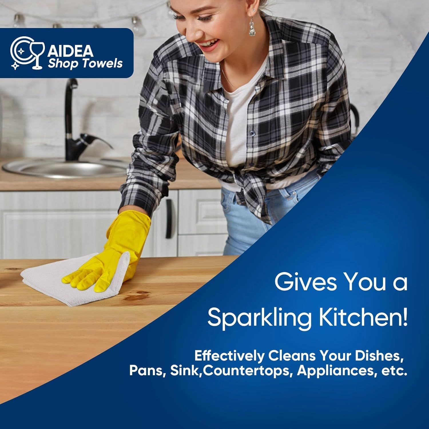 AIDEA Microfiber Cleaning Cloth White-100PK, Absorbent Cleaning Rags, Commercial Shop Rags Lint-Free, Scratch-Free, White Microfiber Towels for Cars, Kitchen Towels White 11.5 in.x 11.5 in.