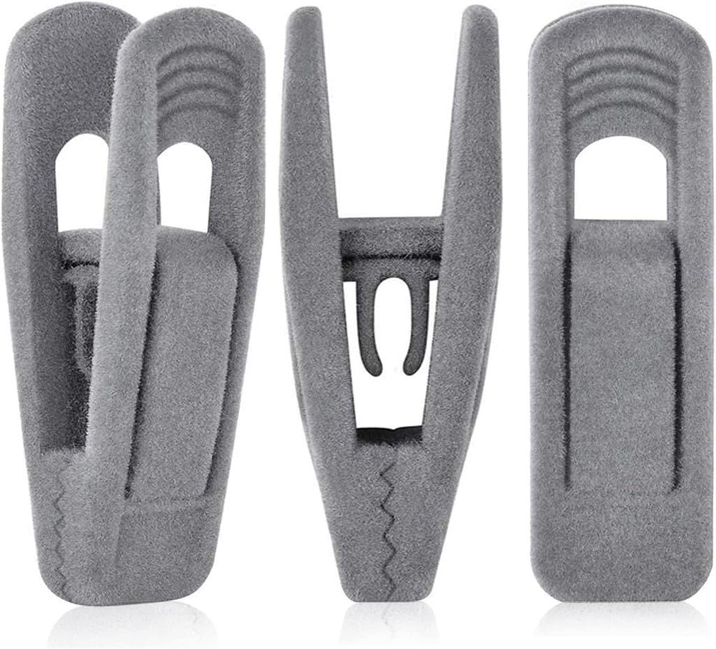 Grey Velvet Hangers Clips (80-Pack), Non-Slip Strong Velvet Hangers Clips for Velvet Skirt Hangers, Velvet Pants Hanger Velvet Clips Fit for Thin Velvet Clothes Suit Hangers