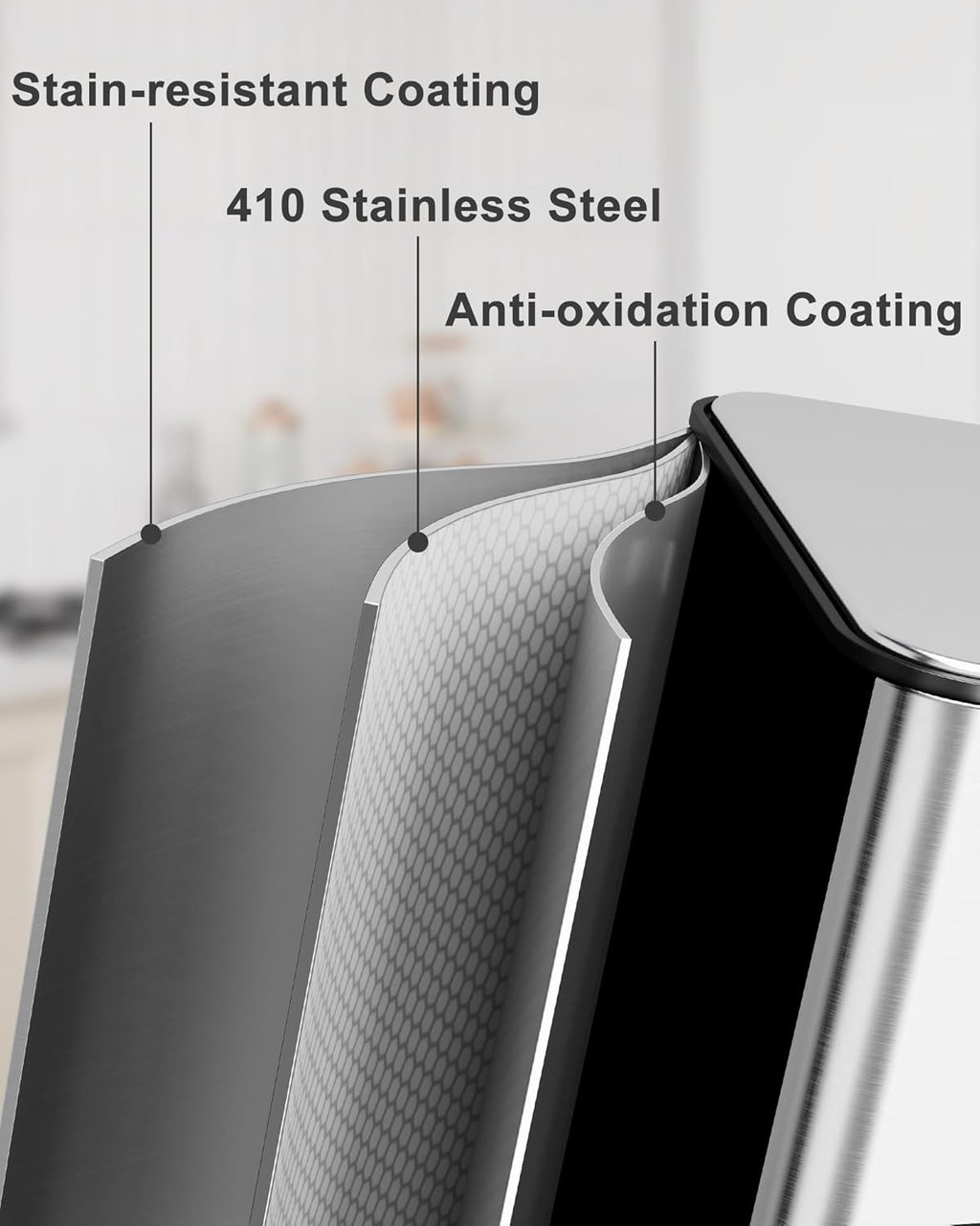 3 x 7.9 Gal (3 x 30L) Trash Can, Stainless Steel Triple Compartment Step-On Recycling Bin with Soft-Close Lids & Removable Plastic Inner Buckets for Kitchen, Home, Office