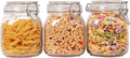 ComSaf Airtight Glass Canister Set of 3 with Lids 34oz Food Storage Jar Square - Storage Container with Clear Preserving Seal Wire Clip Fastening for Kitchen Canning Cereal,Pasta,Sugar,Beans,Spice