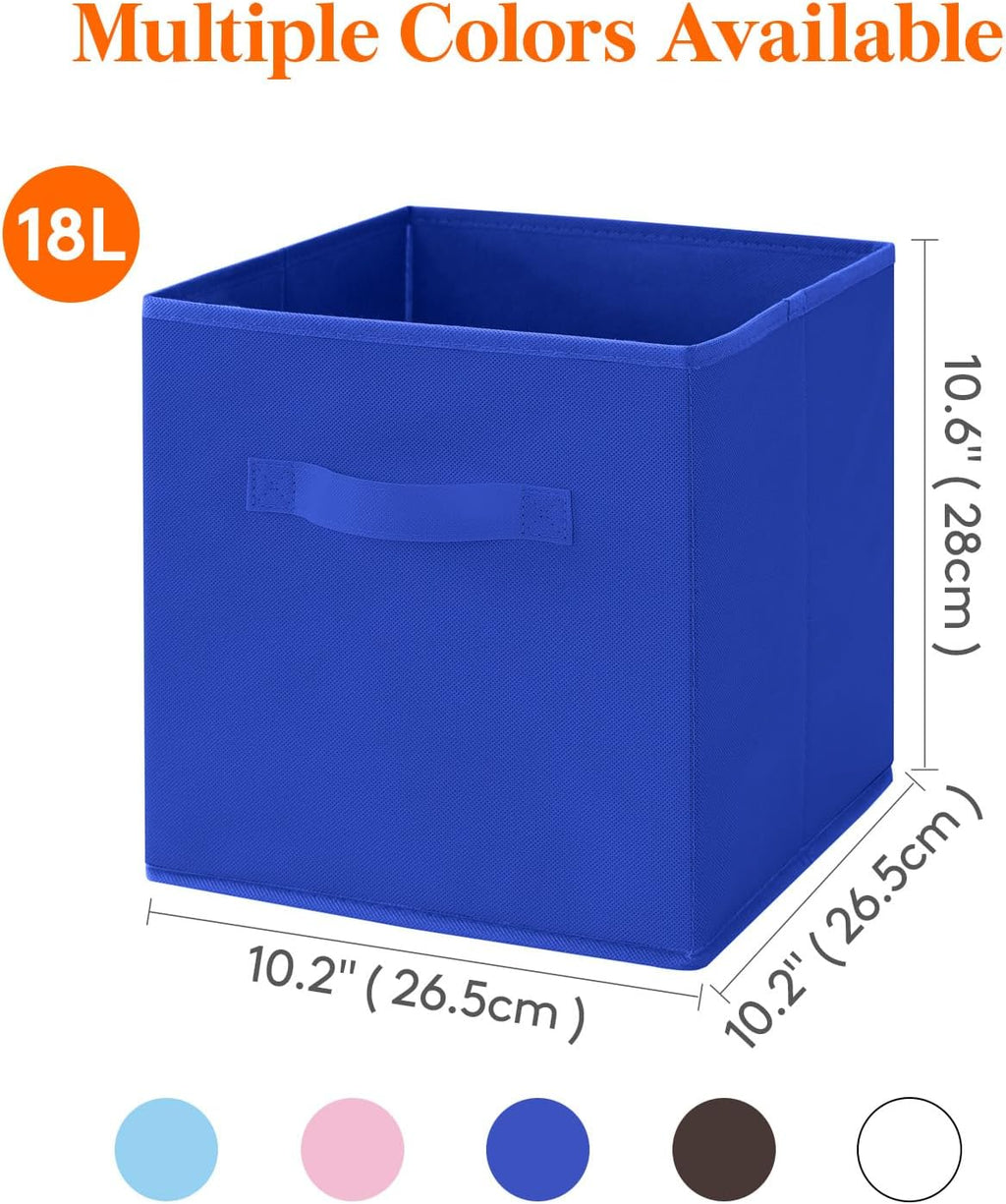 Lifewit Collapsible Fabric Storage Cubes Bins Set 11 Inch, Foldable Cubby Organizers Boxes, 6 Pack Organizing Baskets for Shelf, Closet, Utility Room, Storage Room Blue