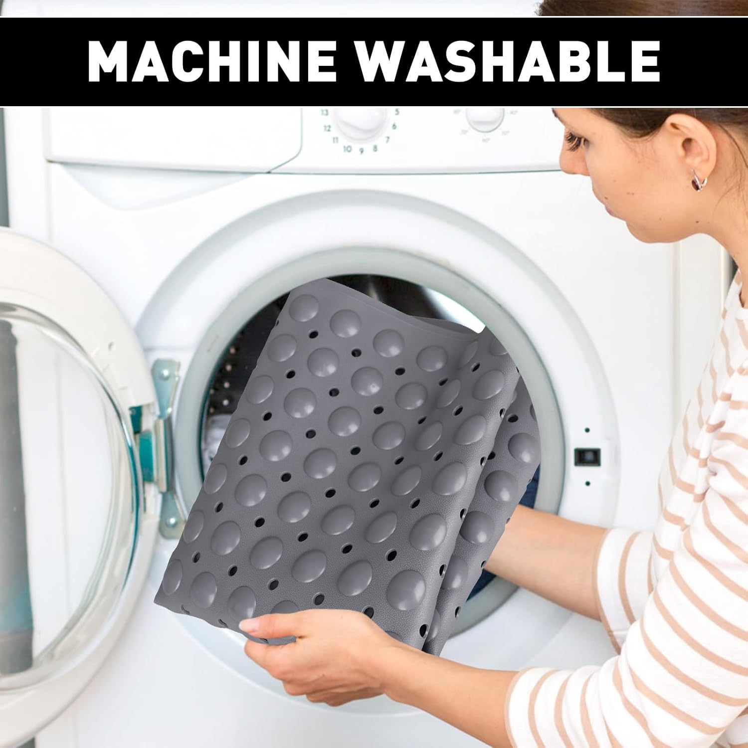 Shower Mat Non Slip: 47.2 x 31.5 Inch Extra Large TPE Shower Mats for Inside Shower - Anti Slip Shower Stall Matt with Drain Hole and Suction Cups for Elderly