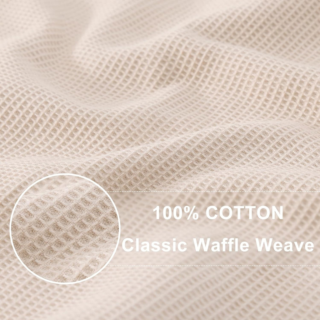 Homaxy 100% Cotton Waffle Weave Kitchen Towels - 4 Pack Soft and Absorbent Dish Towels - 16 x 26 Inches Quick Dry Hand Towels - Beige