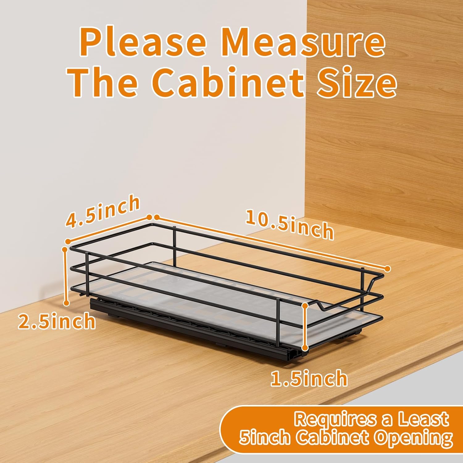 RCHYFEED Pull Out Spice Rack Organizer for Cabinet,Slide out Spice Organizer for Inside Cabinets,Heavy Duty Spice Organization for Kitchen and Pantry,Seasoning,Sauces(1-Tier,4.5" Wx10.5 Dx2.5 H)