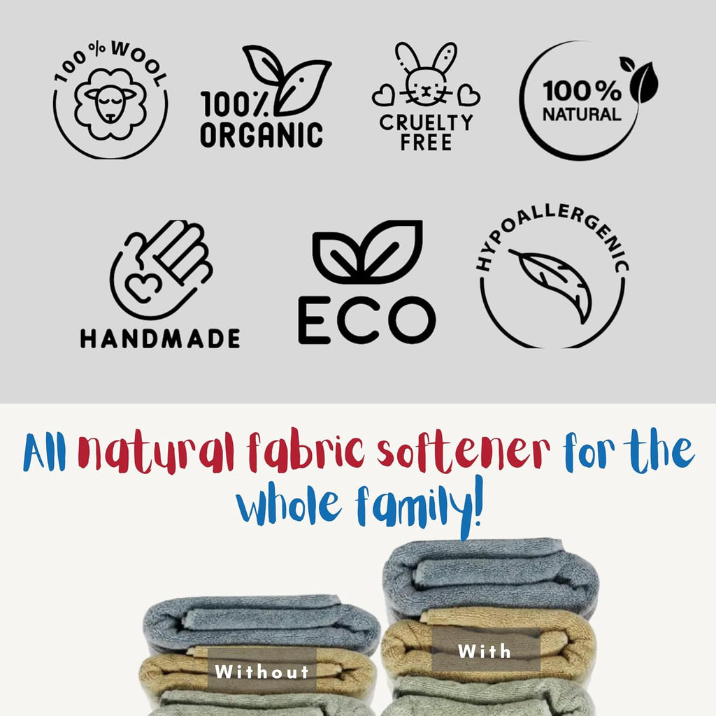 Wool Dryer Balls Organic Premium | Handcrafted Puppy Dog Face Design | 6 Balls XL, Ethically & Humanely Made, Natural Fabric Softener, Laundry Dryer Balls Reusable, Wrinkle Release