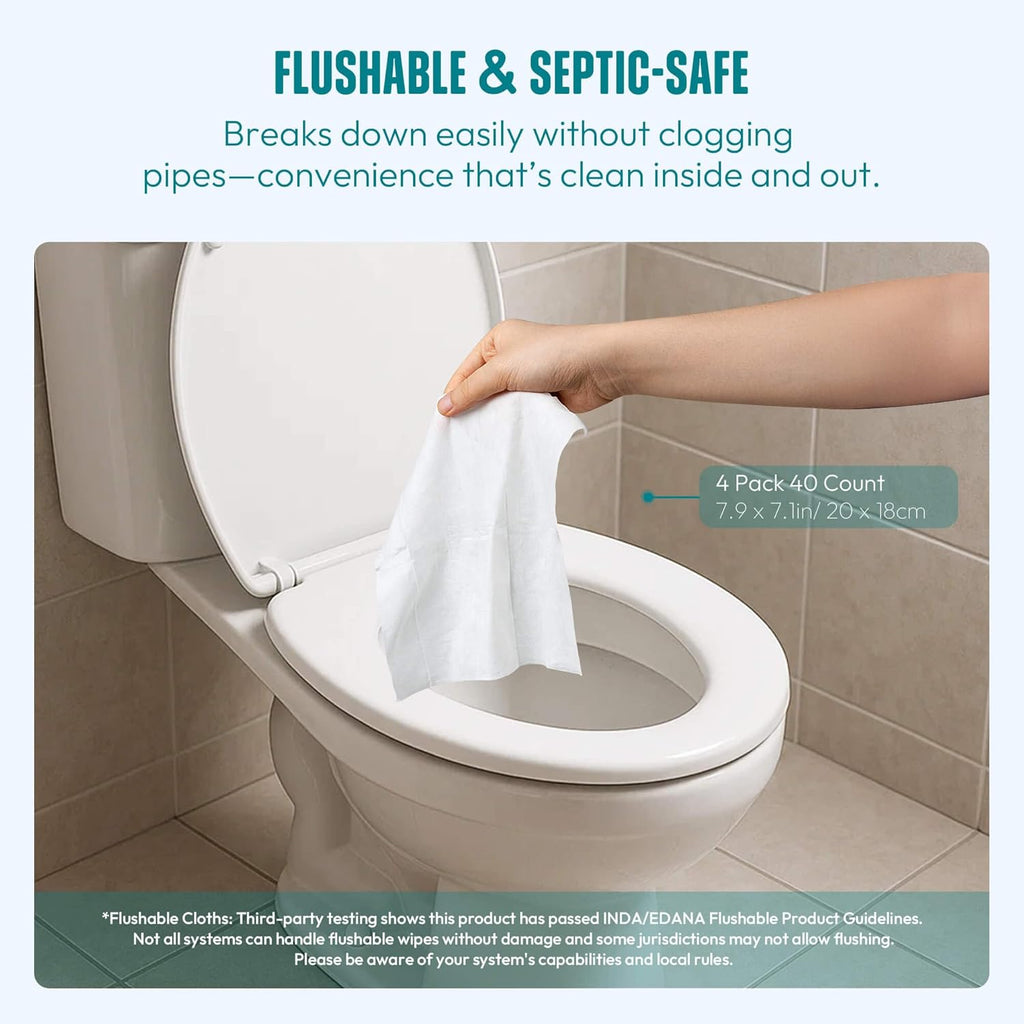 Large Feminine Wipes for Women, pH Balanced Soft Gentle Soothing Unscented Flushable Personal Hygiene Wipes for Intimate Period Care Portable to Go Sensitive Sanitary Wipes Travel (10ct, Pack of 4)
