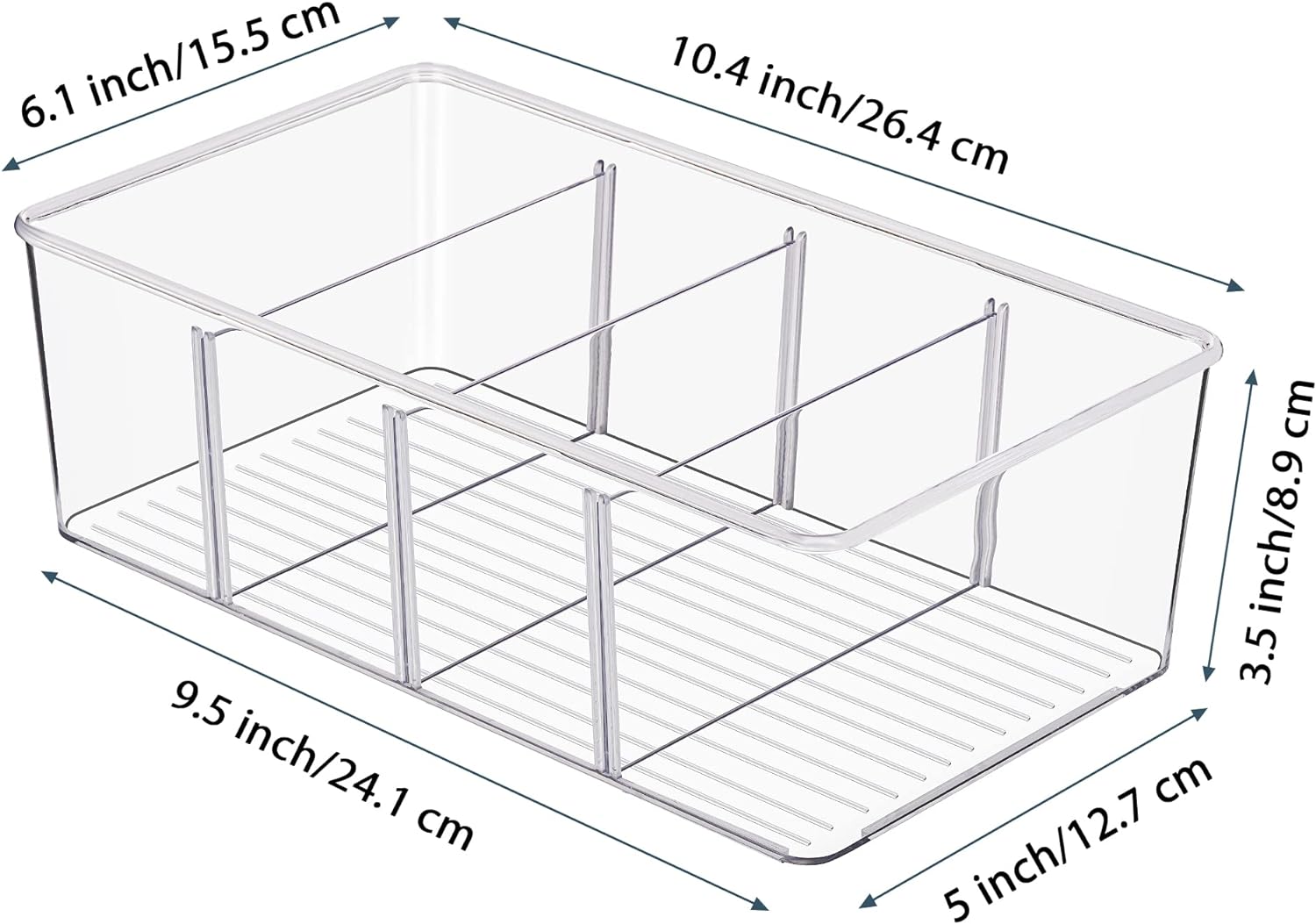 Vtopmart 8 Pack Food Storage Organizer Bins, Clear Plastic Bins for Pantry, Kitchen, Fridge, Cabinet Organization and Storage, 4 Compartment Holder for Packets, Snacks, Pouches, Spice Packets