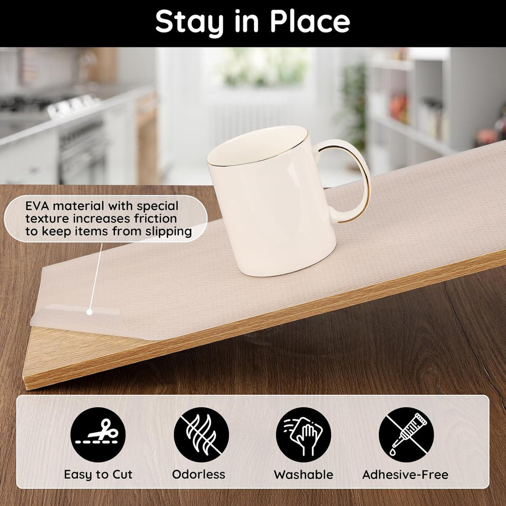 Shelf Liners for Kitchen Cabinets Non-Adhesive, 17.7" W x 118" L x 0.03" T, Fridge Liners, Non Slip for Home and Kitchen Shelf, Drawer, Cabinet, Refrigerator, Dresser, Cupboard, RV (Polka Dot)