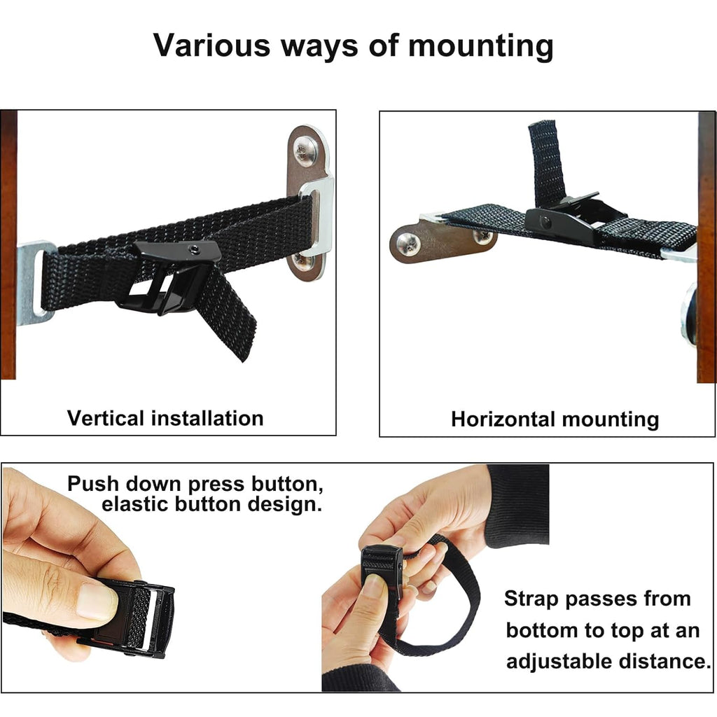 Furniture Anchors for Baby Proofing(2 Sets),Anti Tip Furniture Anchors,Furniture Wall Anchor,Adjustable Furniture Straps,Wall Anchors for Furniture Securing for Baby&Pet Safety