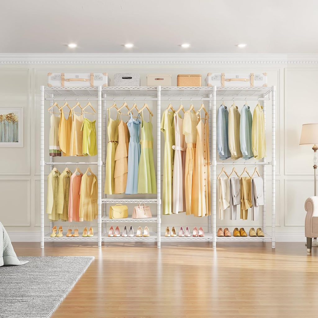 VIPEK V40 Plus Extra Large Clothes Rack Heavy Duty Clothing Rack for Hanging Clothes, Multi-Functional Closet Organizer System Freestanding Wardrobe Closet for Bedroom, Max Load 1300lbs, White