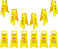 Displayforever 12 Packs Caution Wet Floor Signs for Restaurant, Restroom, Office 2-Sided Safety Bright Yellow Bilingual Sign Cuadado Piso Mojado Avoid Fall & Slip Accident