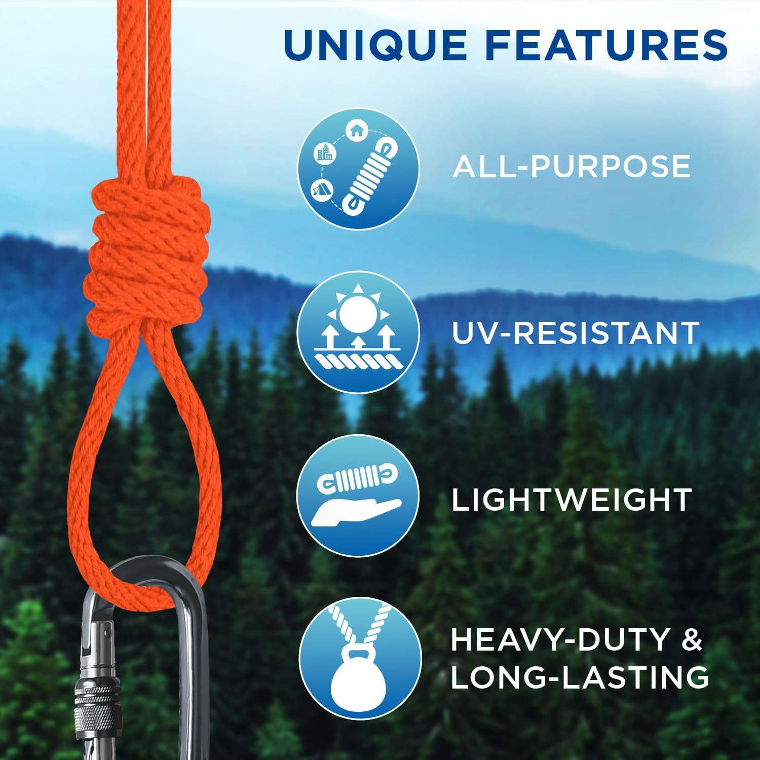TECEUM Cotton Rope 3/16” (5 mm) – 50 FT – Strong All-Purpose Braided Rope – Natural Cotton – for Crafting, Сamping, Clothes Line, DIY, Indoor & Outdoor Use – Orange