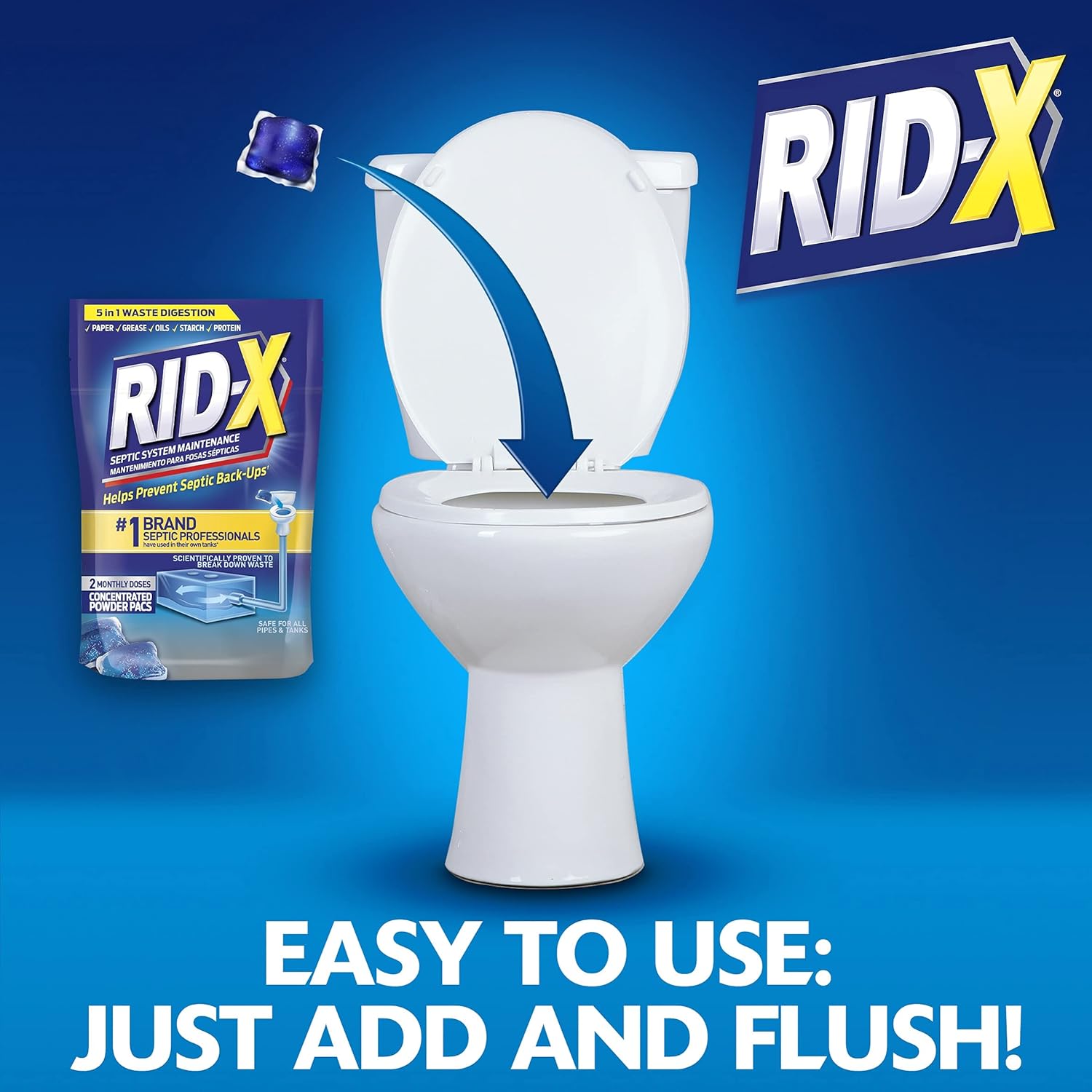 Rid-X Septic Treatment, 12 Month Supply of Septi-Pacs, 12.6 Oz