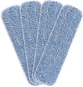Replacement Microfiber Floor Cleaning Pads - 18''x5'' Dust Mop Refill Sweeping Pad Compatible with Bona Mop, Reusable Dry Mop Head Fits 17” to 18” Flat Mop - 4 Pack