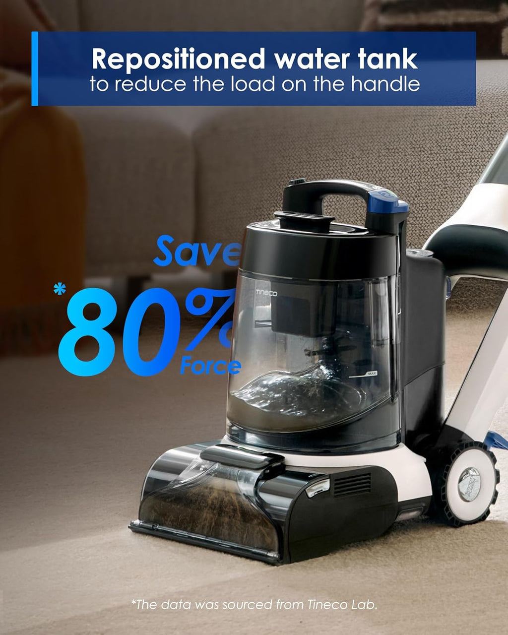 Tineco CARPET ONE Cruiser Smart Carpet Cleaner, Self-Cleaning and FlashDry, Deep Cleaning for Carpet and Upholstery 167℉ PowerDry 130W Powerful suction SmoothPower