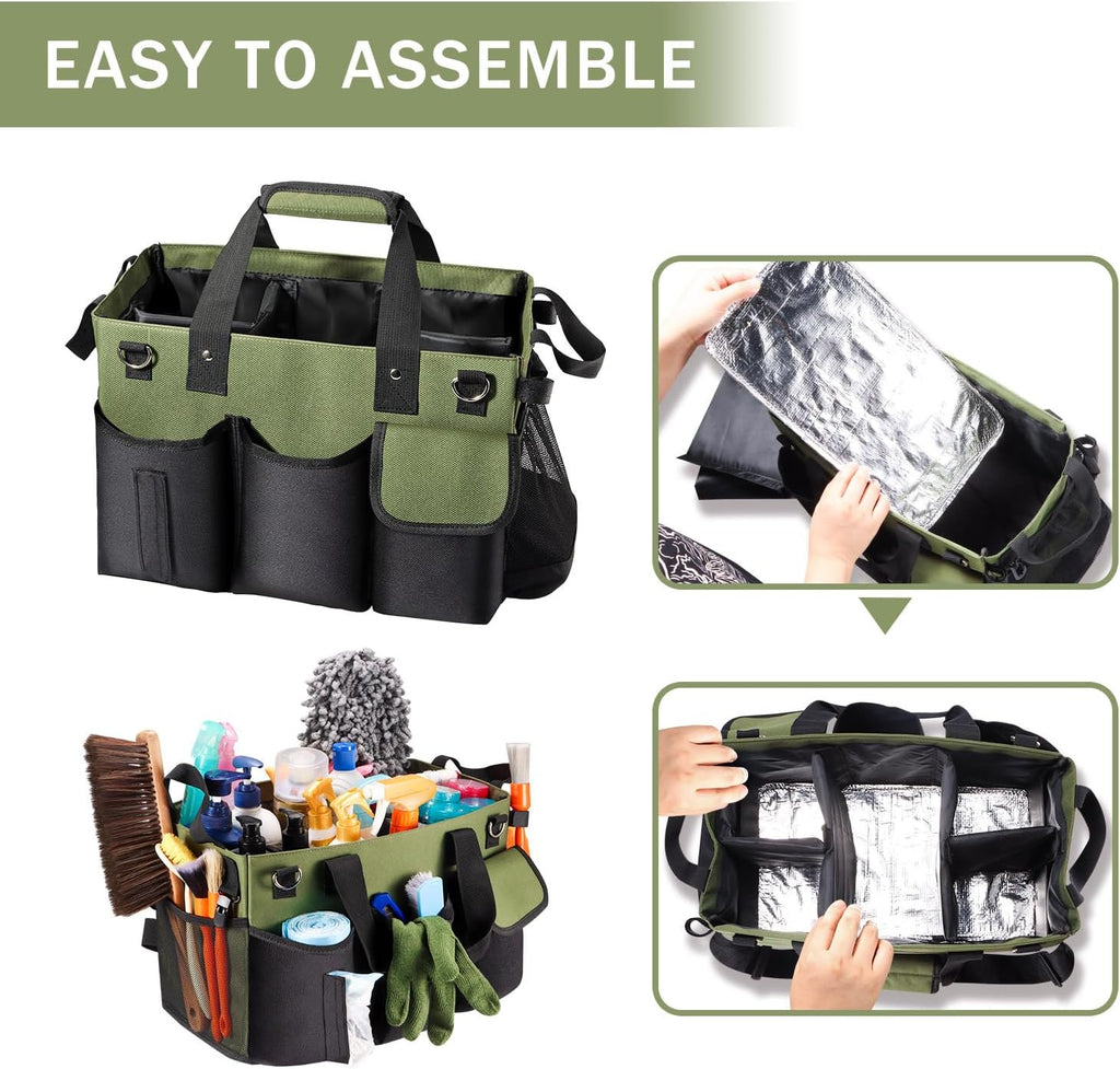 Viajero Wearable Cleaning Caddy Bag, Large Cleaning Supplies Organizer Housekeeping Supply Caddy Detailing Bag with Handle Shoulder Waist Straps for Tote Tools Products Housekeepers Car Home House