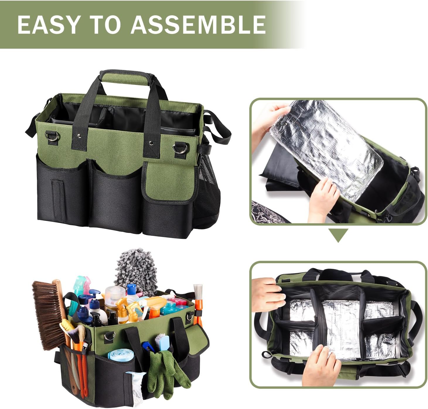 Viajero Wearable Cleaning Caddy Bag, Large Cleaning Supplies Organizer Housekeeping Supply Caddy Detailing Bag with Handle Shoulder Waist Straps for Tote Tools Products Housekeepers Car Home House