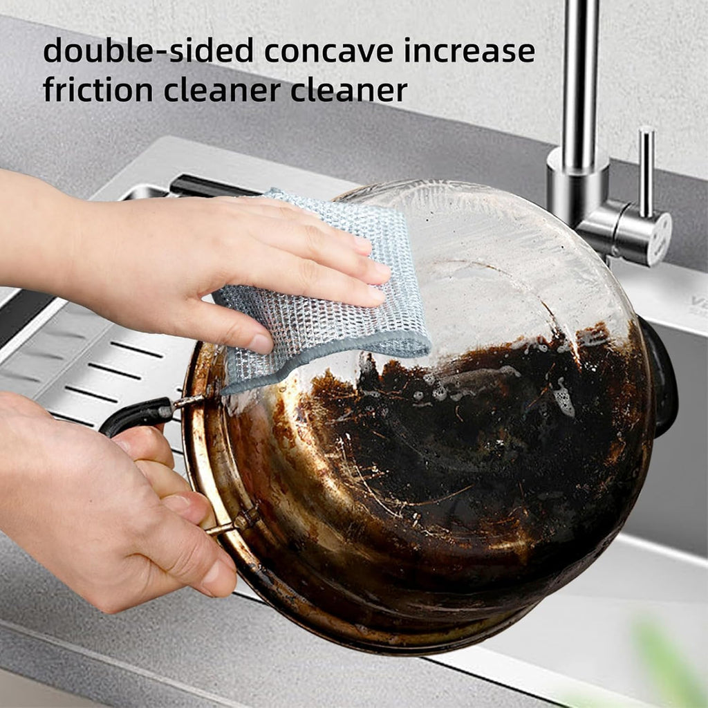 Multipurpose Wire Miracle Cleaning Cloths, Magnifying Wire Dishwashing Rags for Wet and Dry Mesh Microfiber Cleaning Cloth for Metal, Kitchen, Dishes