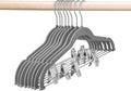HOUSE DAY Velvet Skirt Hangers 12 Pack, Gray Velvet Pant Hangers with Adjustable Clips, Space Saving Slim Shorts Hanger, Heavy Duty Non Slip Clip Hanger for Pants, Skirts, Shorts