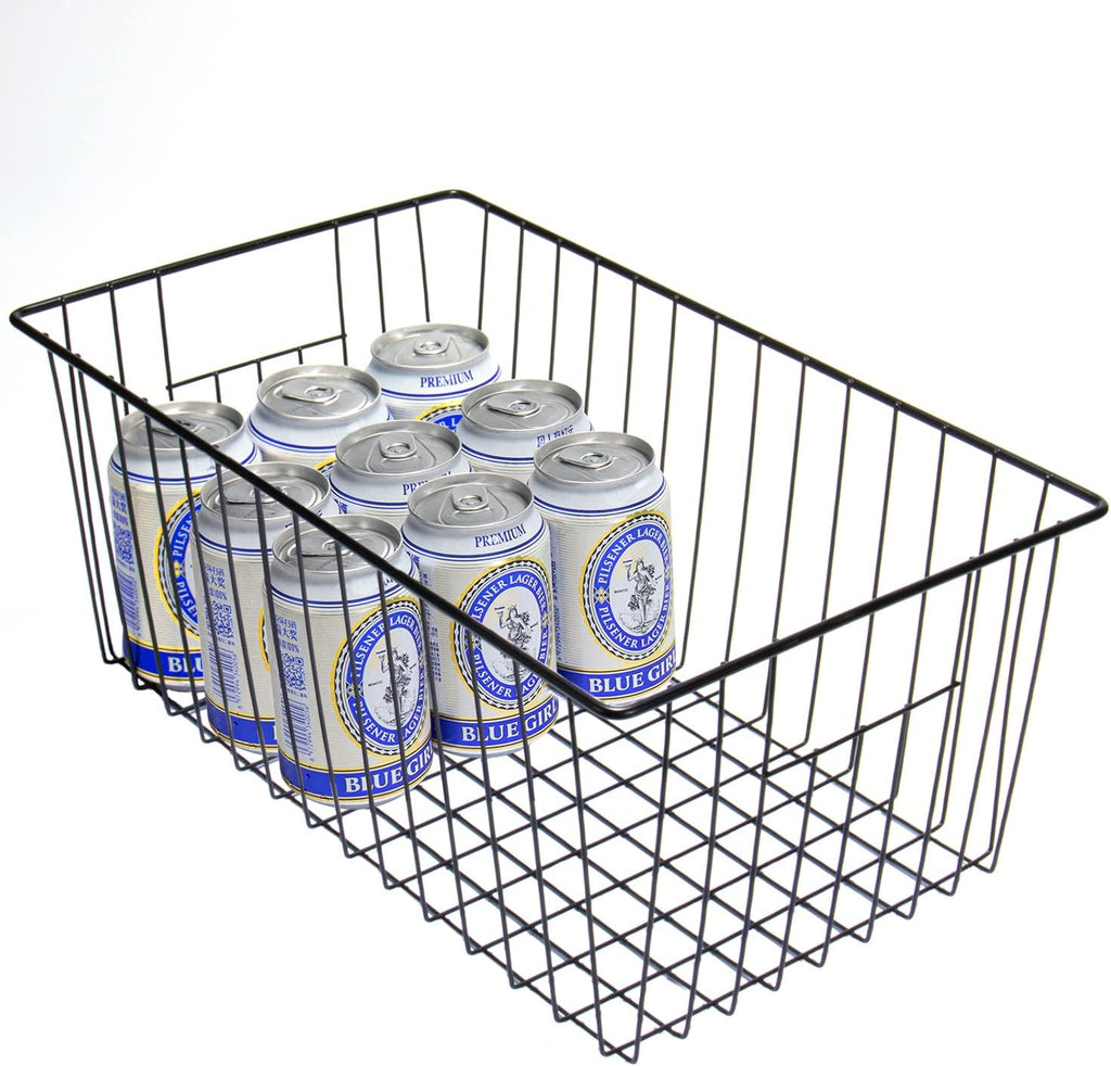 16inch Upright Freezer Organizer Baskets for 13-14,16-21 cu.ft Standup Freezer, Settle freezer chaos and reduce food waste effectively, Durable, Fully Use Space, Improve Air Circulate, Black, 3pcs