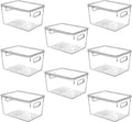 Clear Plastic Stackable Storage Bins with Lids, Pantry Organizers and Storage Containers Fridge Organizer Bins Kitchen Cabinet Organizer Bin for Organizing Under Sink Refrigerator Organization