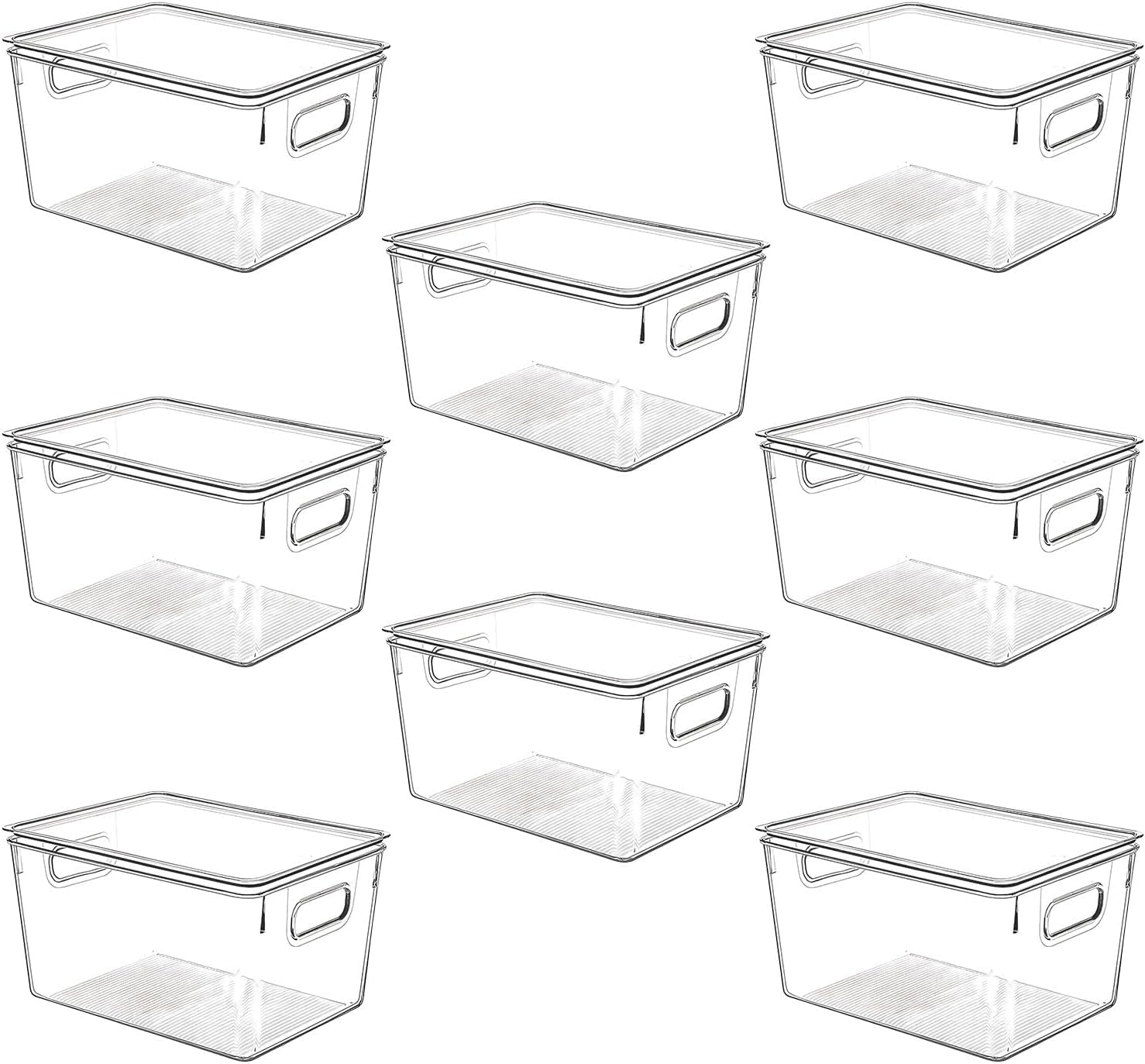 Clear Plastic Stackable Storage Bins with Lids, Pantry Organizers and Storage Containers Fridge Organizer Bins Kitchen Cabinet Organizer Bin for Organizing Under Sink Refrigerator Organization