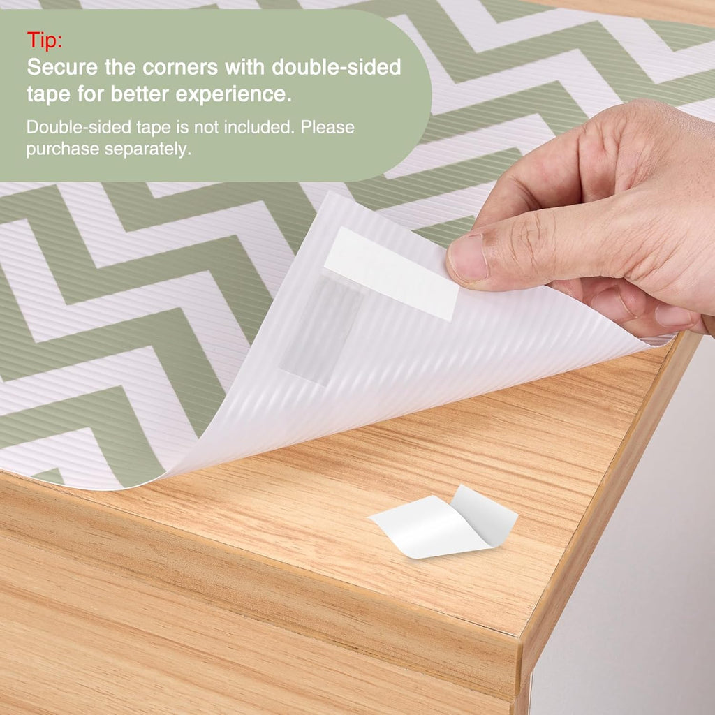 Glotoch Shelf Liner 12" x 20FT Non Adhesive Refrigerator, Kitchen, Drawer Liners, Waterproof and Durable Fridge Table Place Mats for Cupboard, Cabinet, Drawer Liner, Gray and White, Chevron