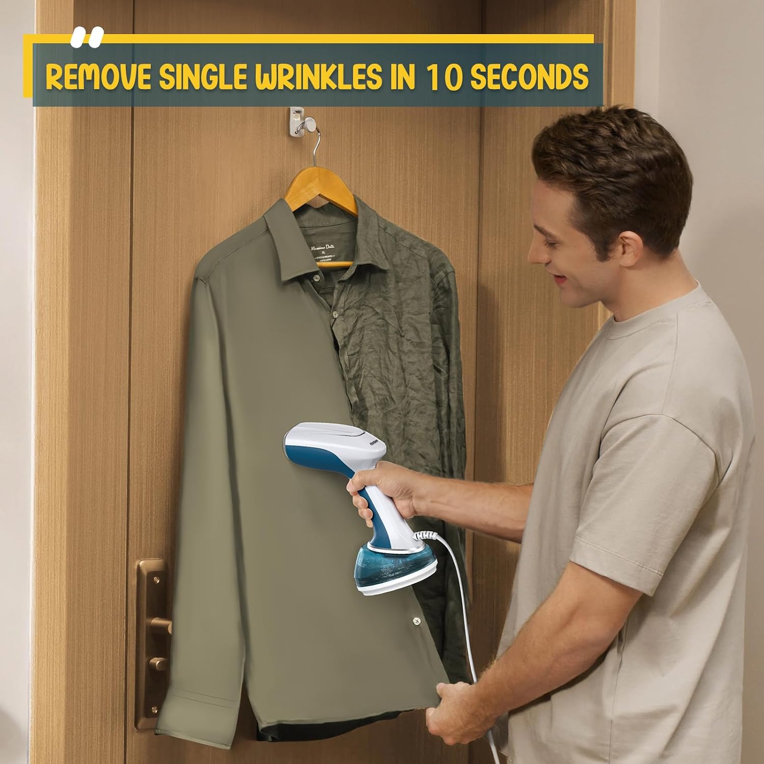 Handheld Steamer for Clothes 1200W, Clothes Steamer with Large 360ml Water Tank, Fast Wrinkle Remover Portable Garment Steamer, Ideal for Home, Office, Travel, Blue
