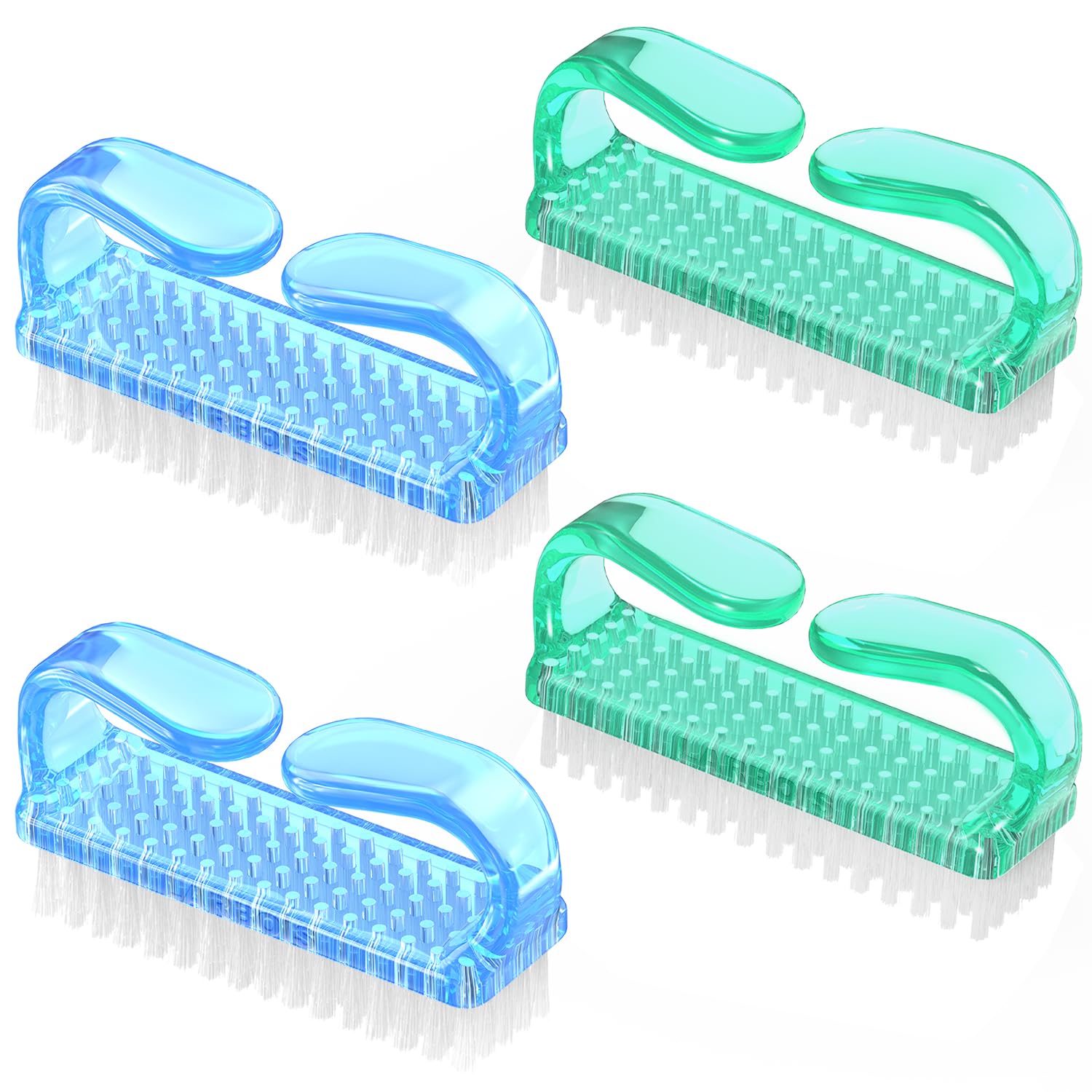 Handle Grip Nail Brush, Hand Fingernail Brush Cleaner Scrubbing Kit Pedicure for Toes and Nails Men Women (4 Pack)