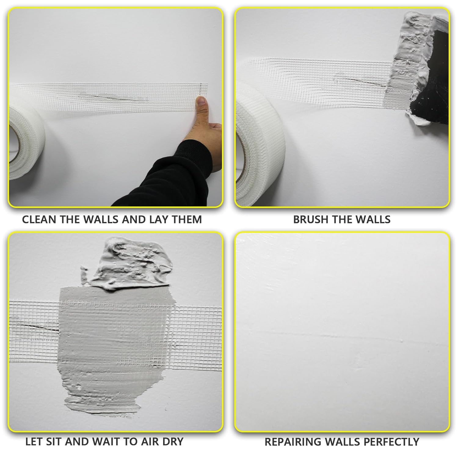 Drywall Joint Tape, 2" x 400 Feet Self-Adhesive Fiberglass Drywall Repair Mesh Tape for Wall Cracks and Seam Patch, 4 Rolls