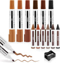 Dual Tip Furniture Markers Touch Up,Upgrade 13 Pcs Wood Markers Furniture Repair Kit,Touch Up Paint Pen and Wood Filler Putty Stick with Sharpener Kit,for Wood Stain Remover,Wood Floor Scratch Repair