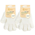 Evridwear Exfoliating Dual Texture Bath Gloves for Shower, Spa, Massage and Body Scrubs, Dead Skin Cell Remover, Gloves with Hanging Loop (2 Pairs Light)