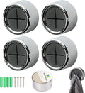 iBetterLife Adhesive Towel Holder for Kitchen - 4 Pack Dish Towel Hooks for Cabinet, Push Hand Towel Hanger, Dish Cloth Rag Holder for Home Bathrooms, Kitchens, Garages, RV, Within Easy Reach, Grey