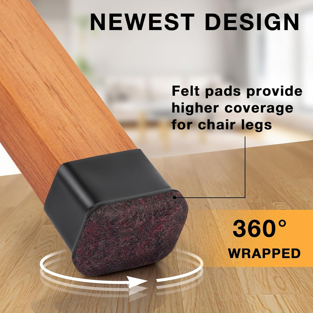 32 Pcs Rectangle Chair Leg Floor Protectors, Silicone Chair Leg Protectors for Hardwood Floors, High Elastic Chair Leg Cover for Chair Table Desk, Protect Wooden Floors from Scratching, Won't Tear